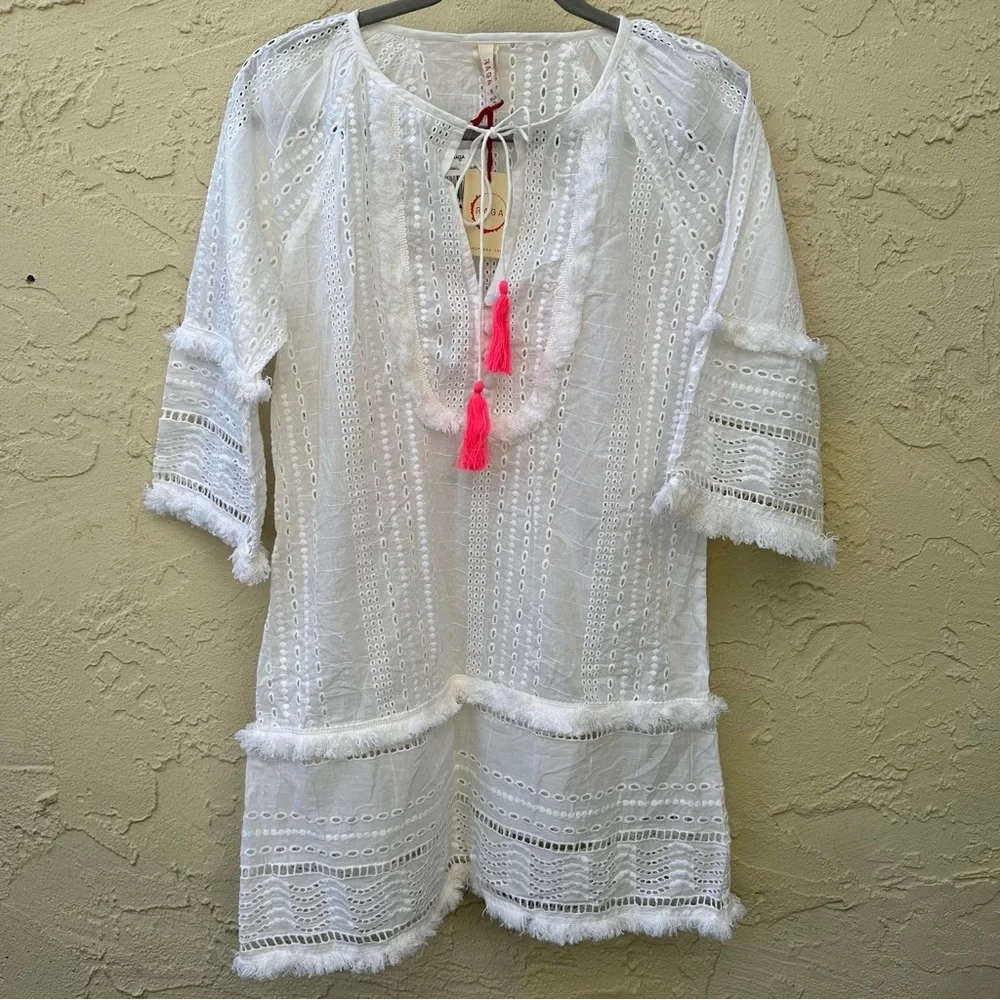 NWT Raga Arshi Embroidered Mini Beach Dress in white S - Picture 4 of 10